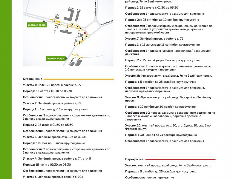 В Новогирееве изменяется схема движения по Зелёному проспекту и Фрязевской улице