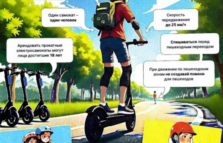 Сотрудники Госавтоинспекции Москвы напоминают участникам дорожного движения о правилах езды на электросамокатах